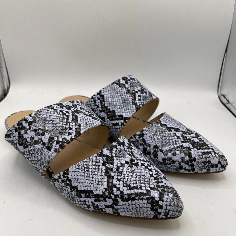 Coconuts by MATISSE Shay Purple Snake Print Pointed Mules 7 NWOB
